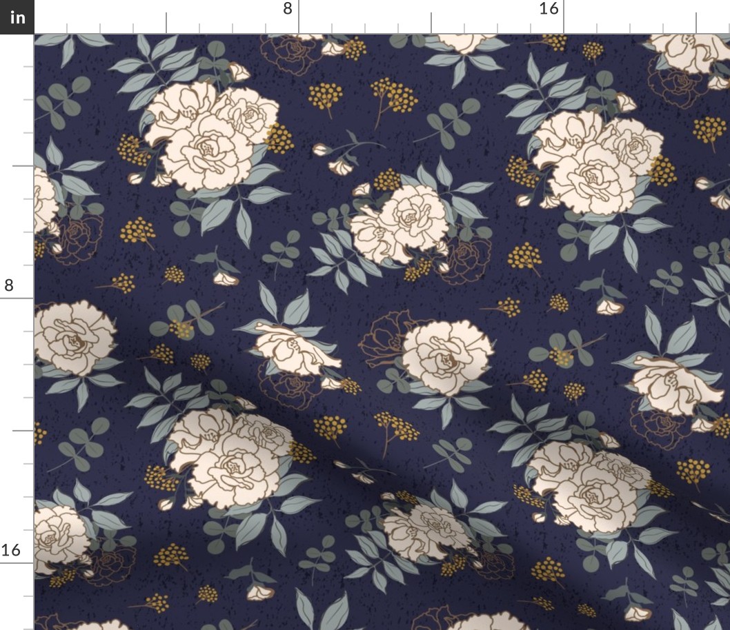 Rose Bouquet on Navy
