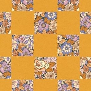 Checkerboard floral in marigold