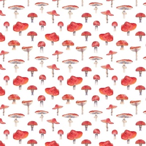 Fly agaric Forest Pattern White