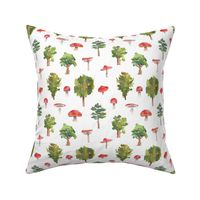 Mushroom Forest Pattern White