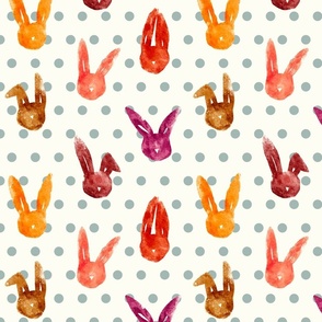 Easter bunnies - Watercolor, easter, rabbits, colorful bunnies, painted bunnies