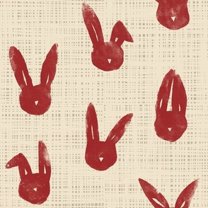 Easter Bunnies - wine on cream - abstract bunnies, woven texture, wicker, easter