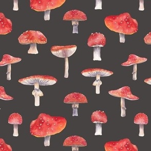 Forest pattern  with fly agaric Dark