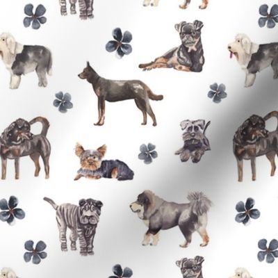 Dogs and Flowers Pattern