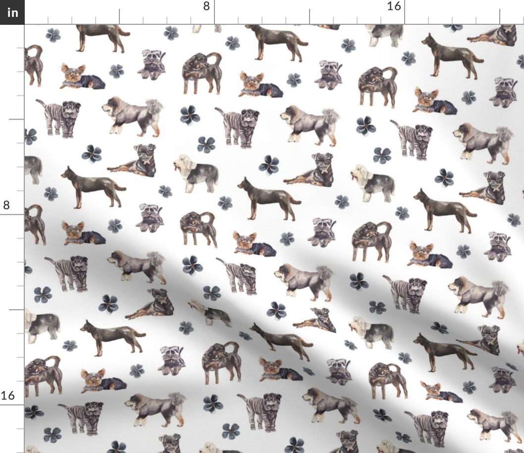 Dogs and Flowers Pattern