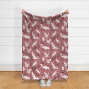 Great White Egrets - Dusty Pink - Large Scale