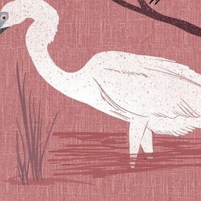 Great White Egrets - Dusty Pink - Large Scale