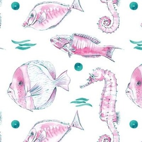 Sealife Pattern with sea horse 