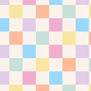 Pastel Checkerboard in beige pink yellow mint blue lilac Geometric Check