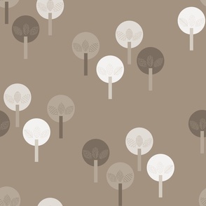 Neutral trees with hand-drawn elements