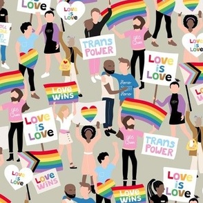 Queer rights demonstration for tolerance pride lgbtq rainbow flag design  on mist sage green 