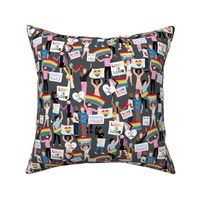 Queer rights demonstration for tolerance pride lgbtq rainbow flag design  on charcoal gray 