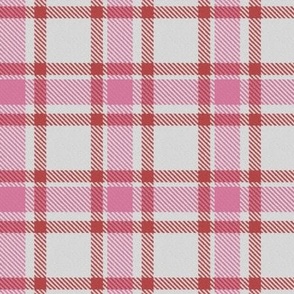 Pink Red and White Asymmetric Plaid