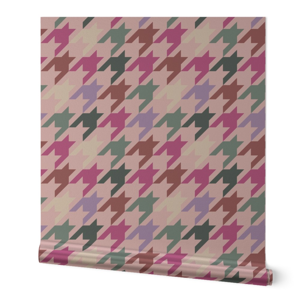 Boho Neutral Earthtone Houndstooth// Dusty Rose