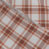 Chocolate and Cocoa Brown on White Asymmetric Plaid