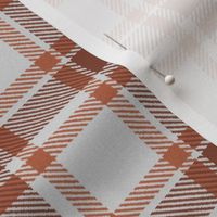 Chocolate and Cocoa Brown on White Asymmetric Plaid
