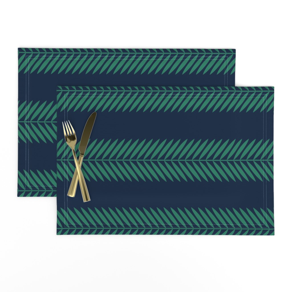 Smaller Railroaded Laurel Leaf NAvy and Green