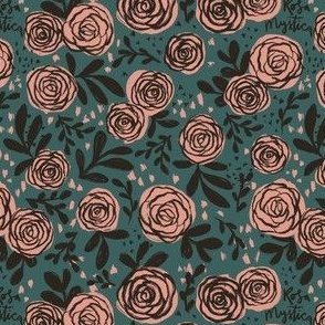 Rosa Mystica, Mystical Rose Moody Teal and Pink