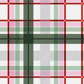 Modern Christmas Plaid traditional check design tartan trend green red pink on white winter 