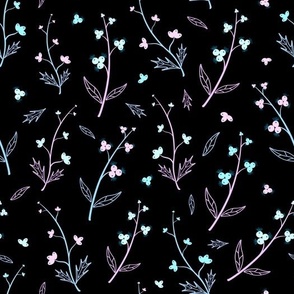 Pattern of Night Soft and Delicate Flowers