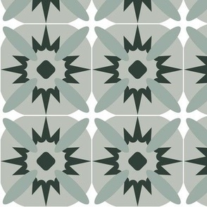 Geometric grid - Sage green - Large