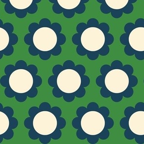 Cosmos (Navy & Cream on Green) || scandi floral