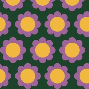 Cosmos (Purple & Yellow on Dark Green) || scandi floral