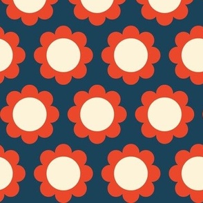 Cosmos (Red & Cream on Navy) || scandi floral