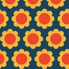 Cosmos (Yellow & Red on Navy) || scandi floral