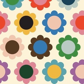 Cosmos (Multi on Cream) || scandi floral