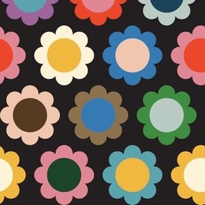 Cosmos (Multi on Black) || scandi floral