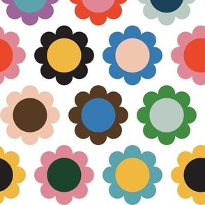 Cosmos (Multi on White) || scandi floral