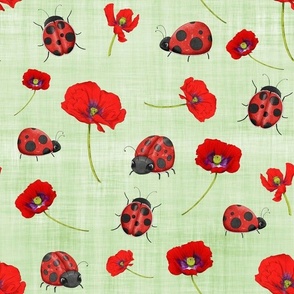 ladybird floral green linen