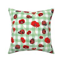 ladybird floral green gingham