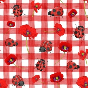 ladybird floral red gingham