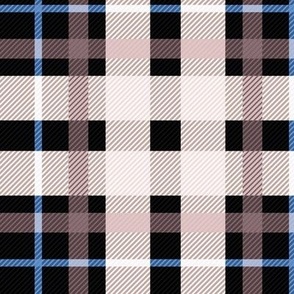 Posh western  Plaid traditional check design tartan trend night brown black with blue 