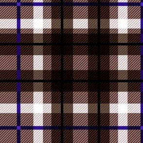 Quirky linnen winter Plaid traditional check design tartan trend chocolate brown navy white vintage 
