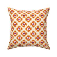 Briar block print organic geometric bright orange magenta L