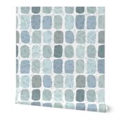 Calming Blue Tone Blocks with Leafy Ivy Overlay Large Size for Wallpaper