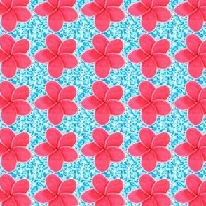 Pink Plumeria with Blue Faux Sequin Background