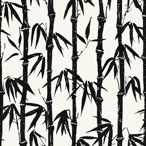 JAPANESE INK BAMBOO - BLACK ON OFF-WHITE PAPER, LARGE SCALE