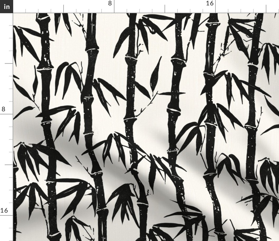JAPANESE INK BAMBOO - BLACK ON OFF-WHITE PAPER, LARGE SCALE