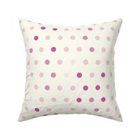 Peony dots on natural - pink polka dot