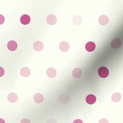 Peony dots on natural - pink polka dot