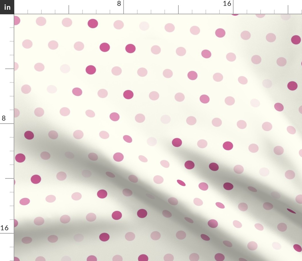 Peony dots on natural - pink polka dot