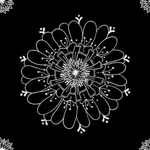 embroidery flower (8in black tile) - zeezee