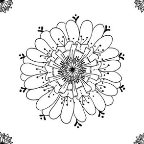 embroidery flower (8in white tile) - zeezee