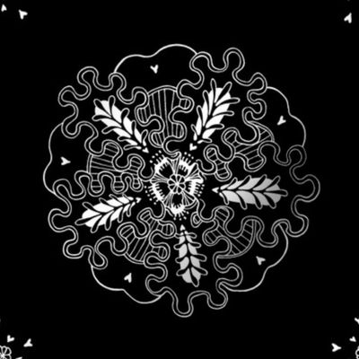 embroidery flower (8in black tile) - astara