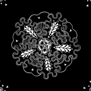 embroidery flower (8in black tile) - astara