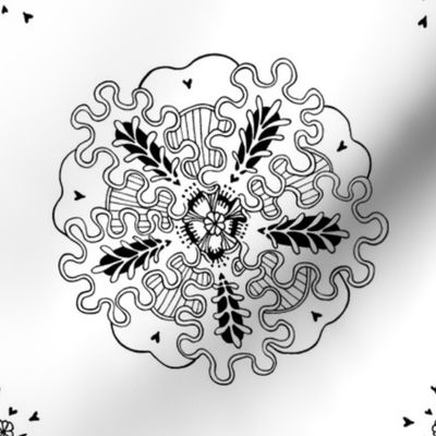 embroidery flower (8in white tile) - astara